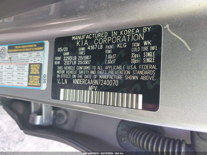 2022 Kia Seltos Ex VIN: KNDERCAA9N7240070 Lot: 44843516