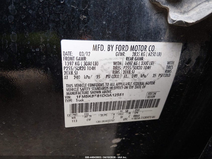 1FM5K8F81DGA12551 2013 Ford Explorer 3.5 Limited black