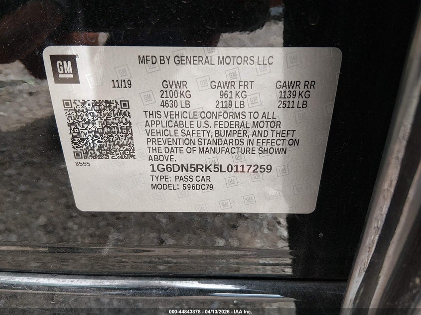 2020 Cadillac Ct5 Premium Luxury VIN: 1G6DN5RK5L0117259 Lot: 44843878