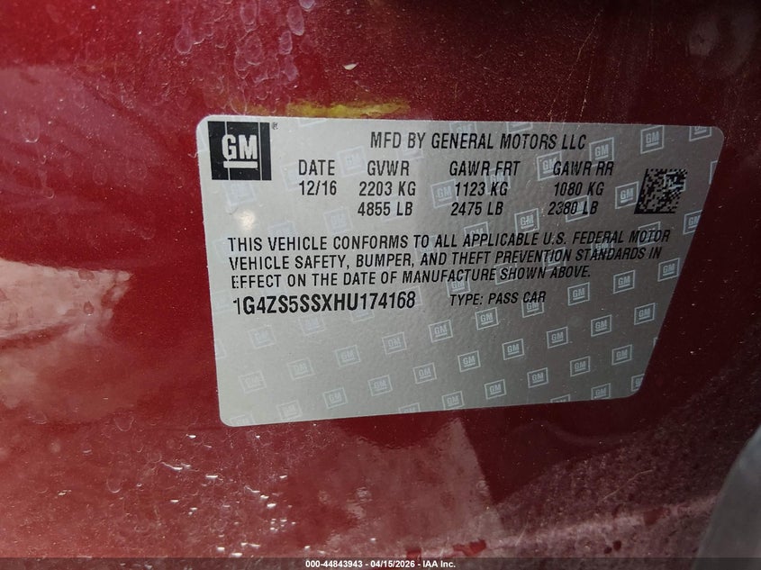 2017 Buick Lacrosse Premium VIN: 1G4ZS5SSXHU174168 Lot: 44843943