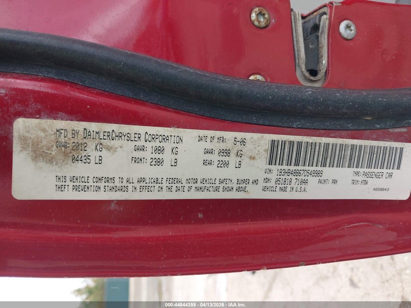 2007 Dodge Caliber Sxt VIN: 1B3HB48B67D549989 Lot: 44844359