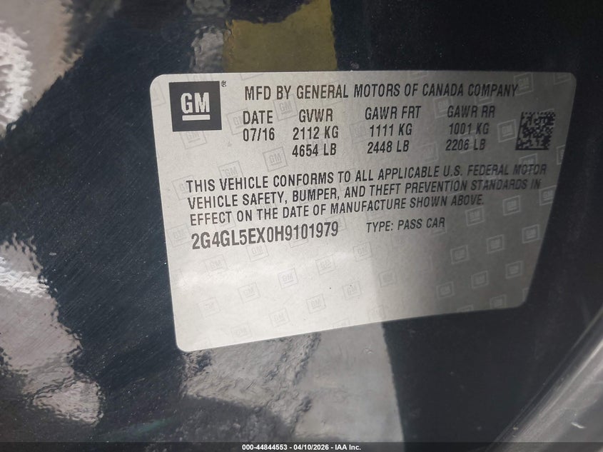 2017 Buick Regal Turbo Sport Touring VIN: 2G4GL5EX0H9101979 Lot: 44844553