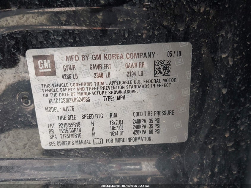 2019 Buick Encore Fwd Essence VIN: KL4CJCSM2KB924985 Lot: 44844610