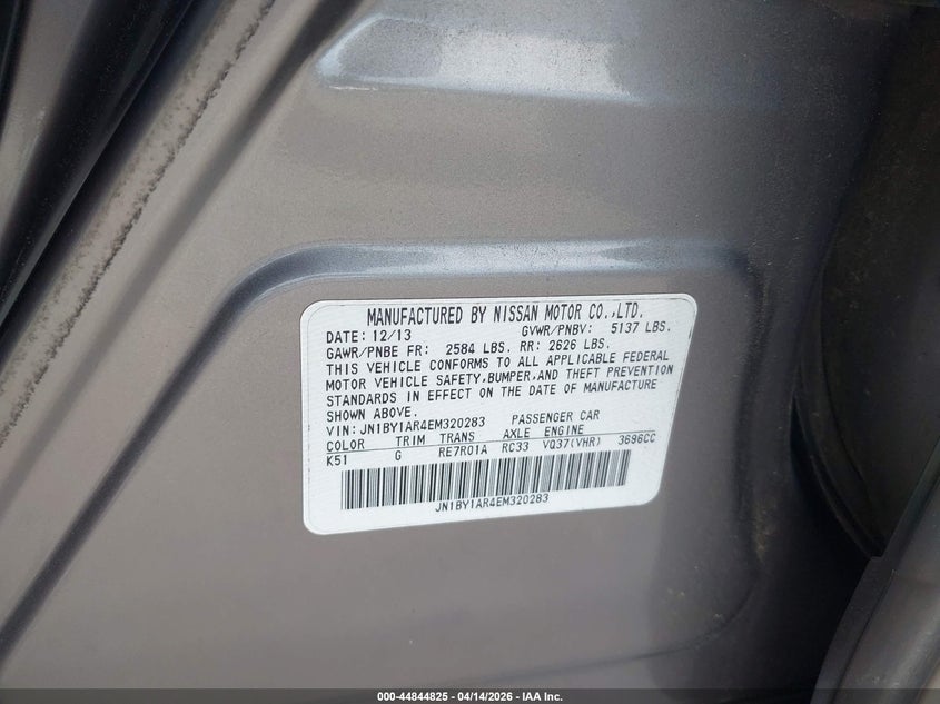 2014 Infiniti Q70 3.7X VIN: JN1BY1AR4EM320283 Lot: 44844825