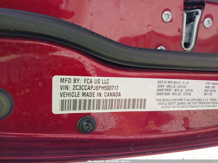 2023 Chrysler 300 6.4 red Lot 111044844853 Vin 2C3CCAPJ8PH500717