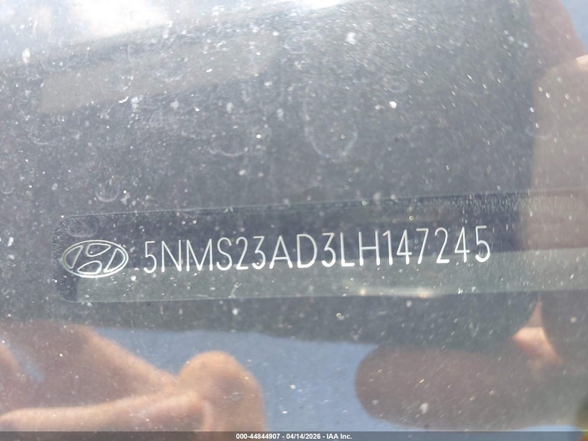 2020 Hyundai Santa Fe Se VIN: 5NMS23AD3LH147245 Lot: 44844907