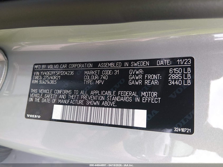 2024 Volvo Xc90 B6 Ultimate Bright Theme 7-Seater VIN: YV4062PF5R1204236 Lot: 44844991