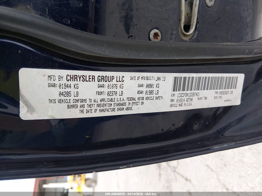 2013 Dodge Dart Rallye VIN: 1C3CDFBA1DD267421 Lot: 44845029