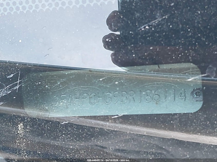 2011 Ford Fusion Se VIN: 3FAHP0HG9BR186114 Lot: 44845114