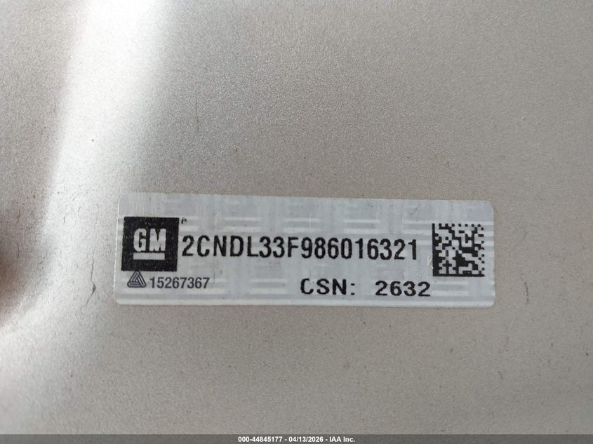 2008 Chevrolet Equinox Lt VIN: 2CNDL33F986016321 Lot: 44845177
