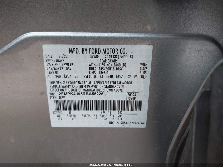 2FMPK4J95RBA55225 2024 Ford Edge 2.0 Sel silver