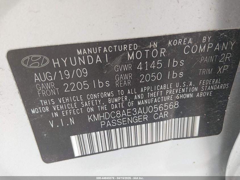 2010 Hyundai Elantra Touring Se VIN: KMHDC8AE3AU056568 Lot: 44845376
