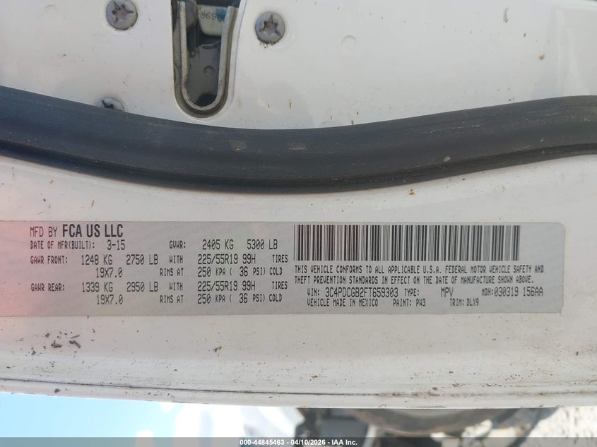 3C4PDCGB2FT659303 2015 Dodge Journey 2.4 Crossroad white