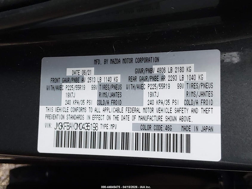 2021 Mazda Cx-5 2.5 Cx-5 Grand Touring Reserve grey Lot 111044845475 Vin JM3KFBAY0M0435198