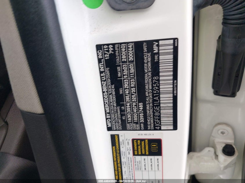 2020 Mercedes-Benz Gls 580 4Matic VIN: 4JGFF8GE1LA159578 Lot: 44845509