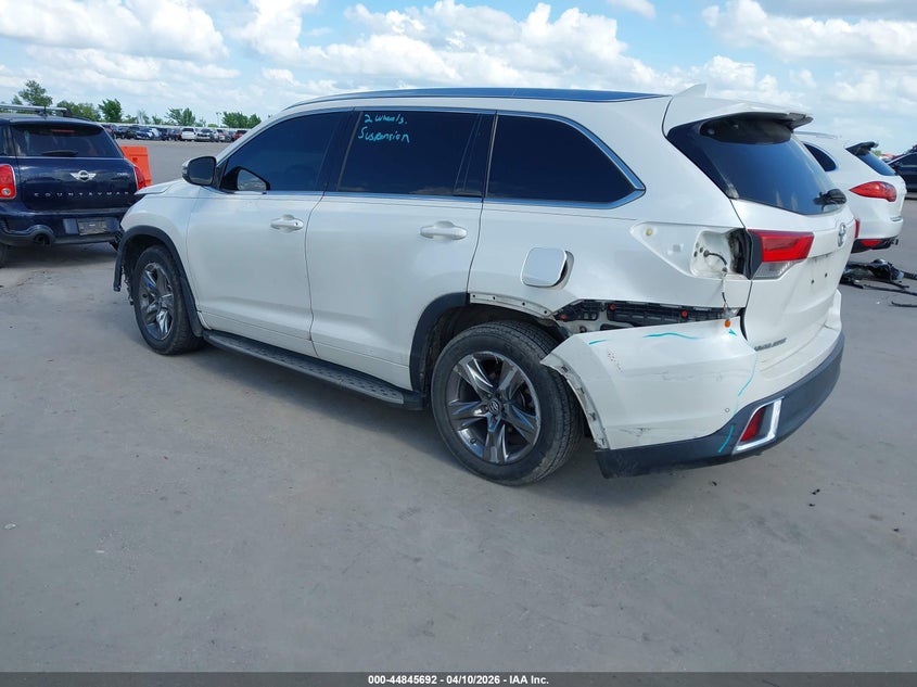 Vin: 5tdyzrfh2hs218279, lot: 45343000, toyota highlander limited platinum 20173