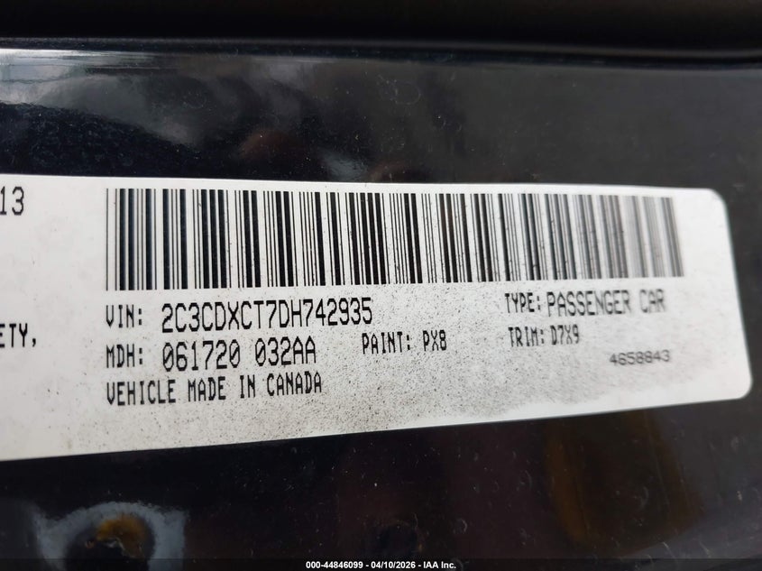 2013 Dodge Charger 5.7 R/T black Lot 111044846099 Vin 2C3CDXCT7DH742935