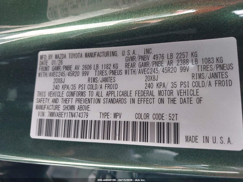 2026 Mazda Cx-50 2.5 Turbo Premium Plus VIN: 7MMVABEY1TN474379 Lot: 44846106