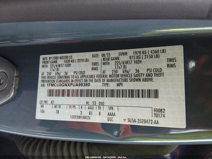 2023 Ford Escape 1.5 Active blue Lot 111044846165 Vin 1FMCU0GNXPUA99380