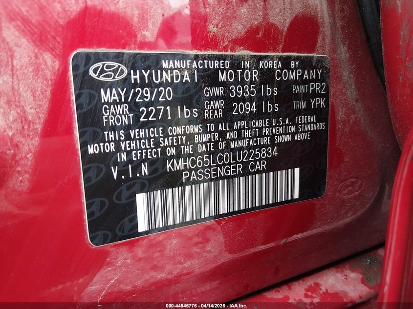 2020 Hyundai Ioniq Hybrid Blue VIN: KMHC65LC0LU225834 Lot: 44846776