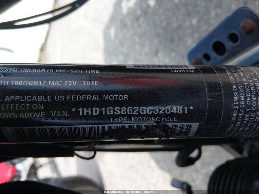 2016 Harley-Davidson Fxdls VIN: 1HD1GS862GC320481 Lot: 44846946