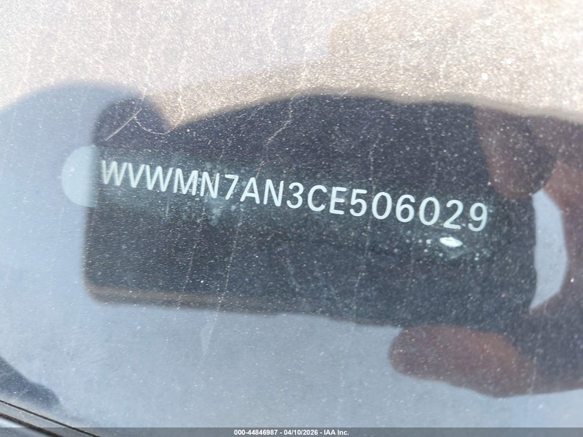 2012 Volkswagen Cc Sport VIN: WVWMN7AN3CE506029 Lot: 44846987