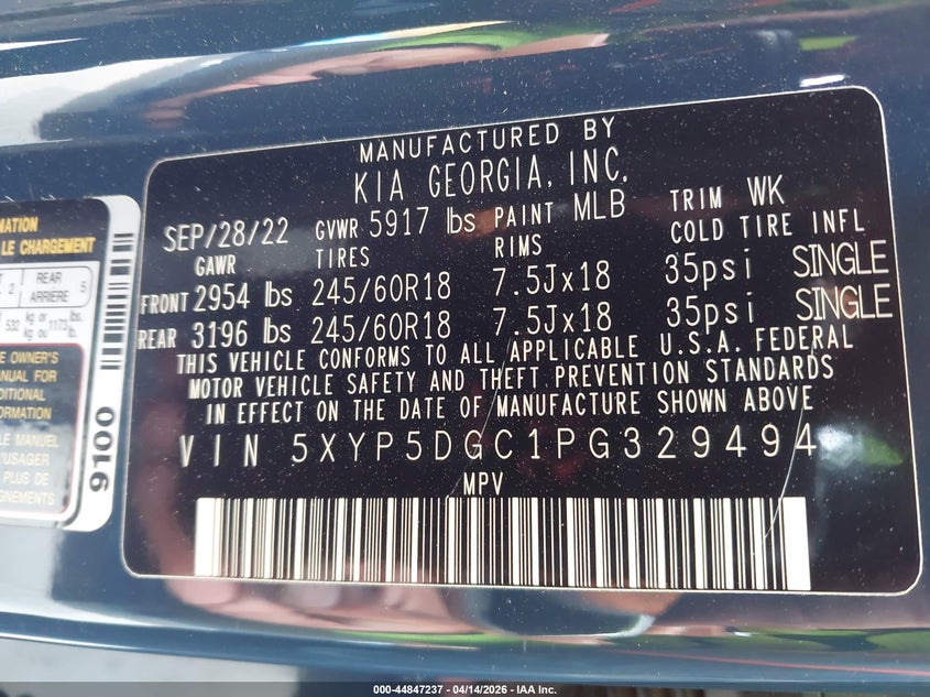 2023 Kia Telluride Sx Prestige X-Pro VIN: 5XYP5DGC1PG329494 Lot: 44847237