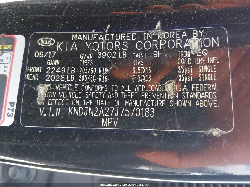 2018 Kia Soul VIN: KNDJN2A27J7570183 Lot: 44847409