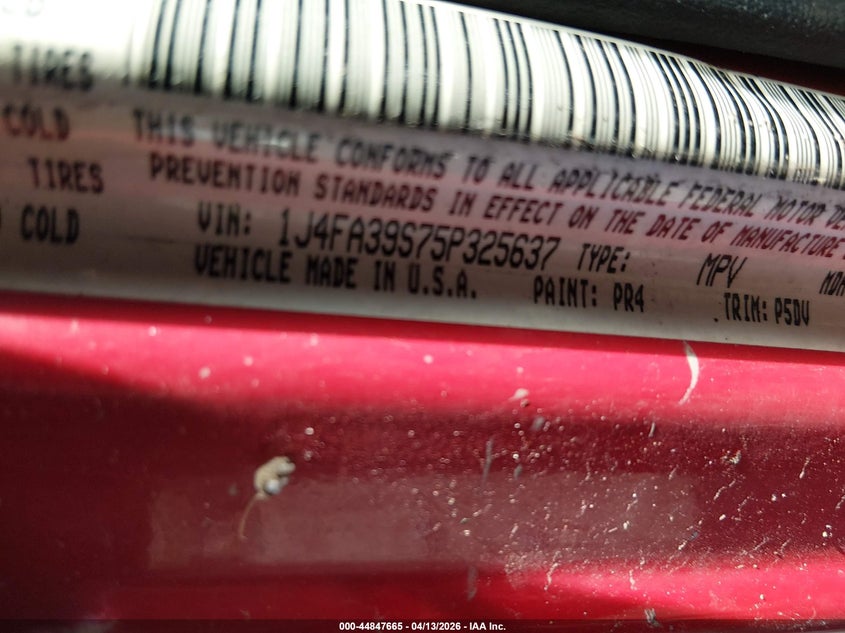 2005 Jeep Wrangler X VIN: 1J4FA39S75P325637 Lot: 44847665