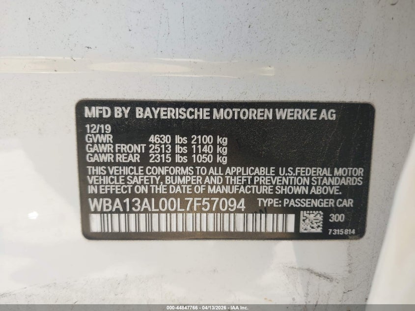 2020 BMW M235I Gran Coupe xDrive VIN: WBA13AL00L7F57094 Lot: 44847766