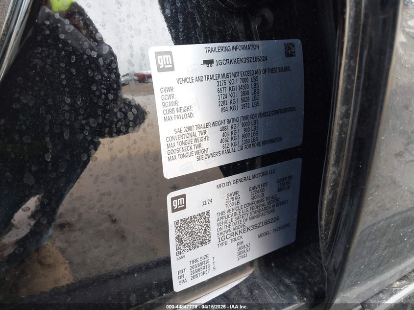 2025 Chevrolet Silverado 1500 4Wd Standard Bed Lt With 2Ft VIN: 1GCRKKEK3SZ165224 Lot: 44847779