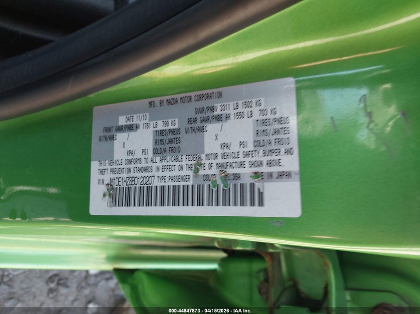 2011 Mazda Mazda2 Sport VIN: JM1DE1HZ8B0120207 Lot: 44847873