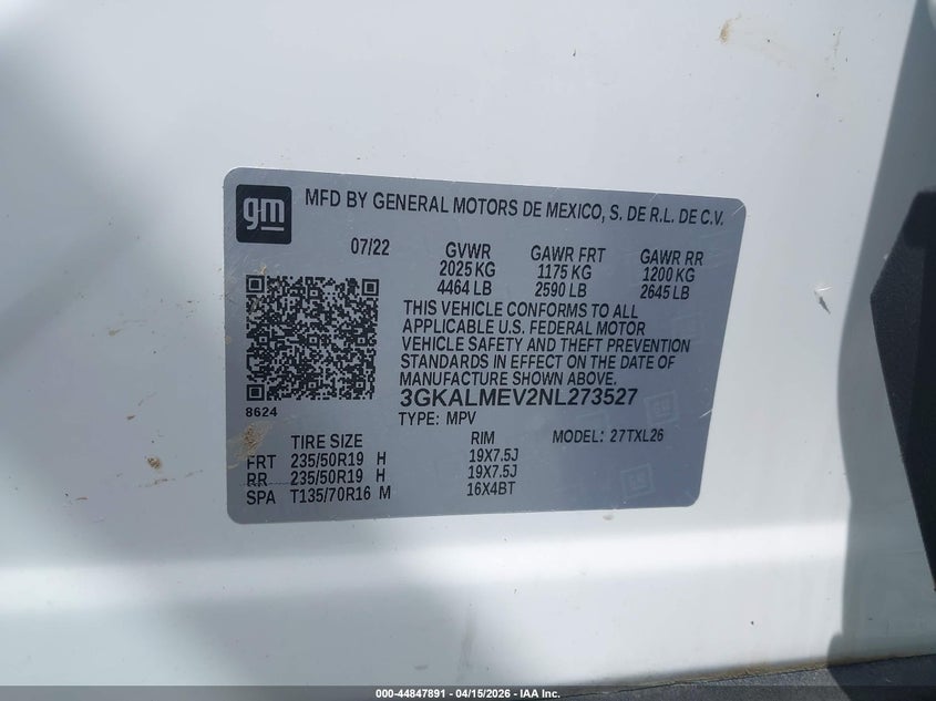 2022 GMC Terrain Fwd Sle VIN: 3GKALMEV2NL273527 Lot: 44847891