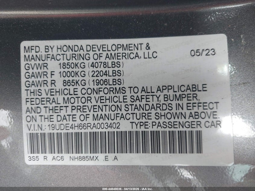 2024 Acura Integra A-Spec Technology VIN: 19UDE4H66RA003402 Lot: 44848036