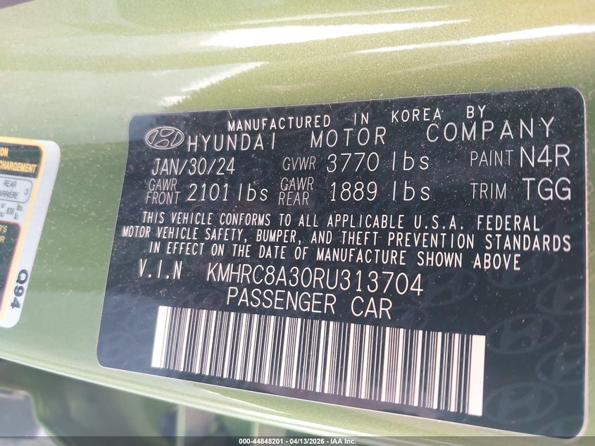 2024 Hyundai Venue Sel VIN: KMHRC8A30RU313704 Lot: 44848201