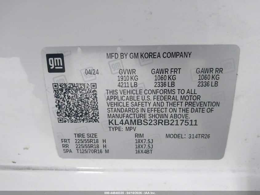2024 Buick Encore Gx Preferred Fwd VIN: KL4AMBS23RB217511 Lot: 44848335