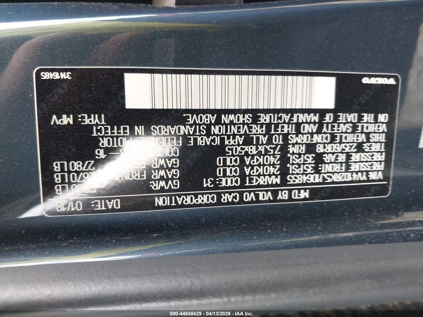 2018 Volvo Xc60 T5 Momentum VIN: YV4102RK5J1064855 Lot: 44848429