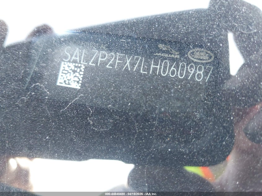 2020 Land Rover Range Rover Evoque Se VIN: SALZP2FX7LH060987 Lot: 44848488