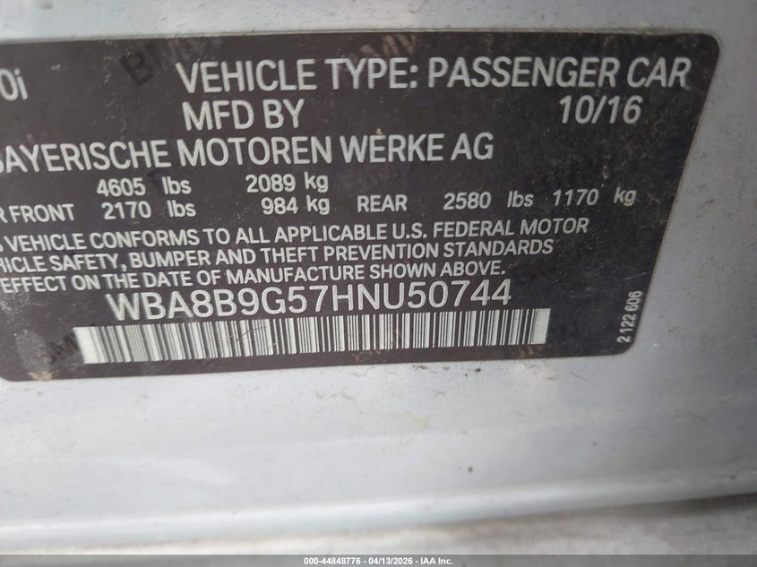 2017 BMW 3er 2.0 330I silver Lot 111044848776 Vin WBA8B9G57HNU50744