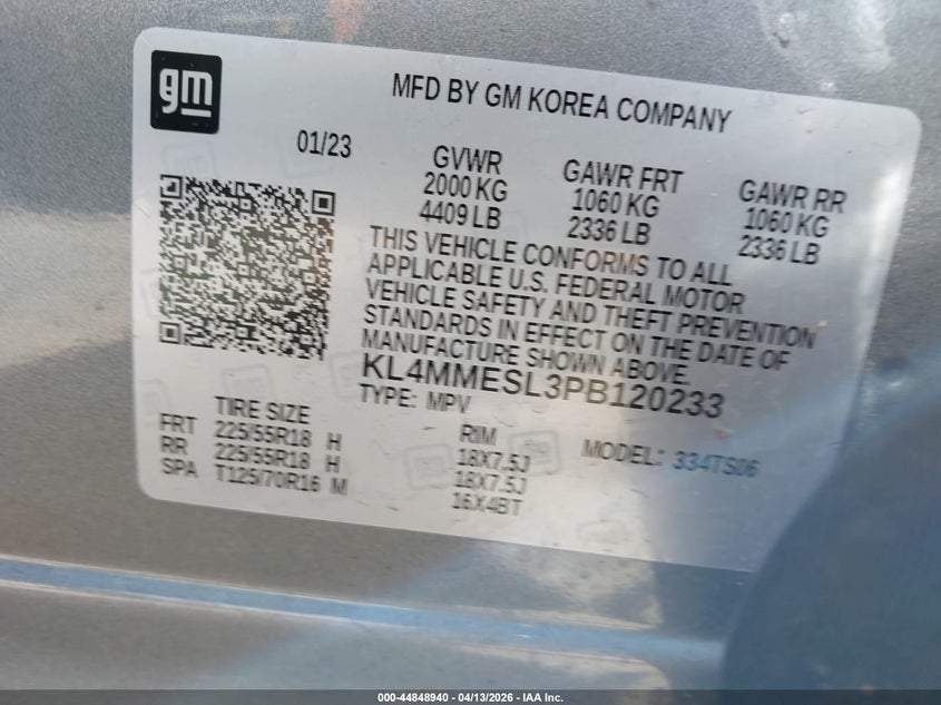 2023 Buick Encore Gx Select Awd VIN: KL4MMESL3PB120233 Lot: 44848940