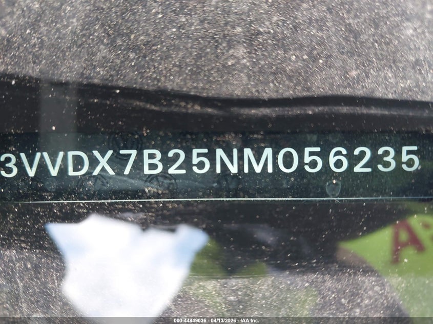 2022 Volkswagen Taos 1.5T S VIN: 3VVDX7B25NM056235 Lot: 44849036