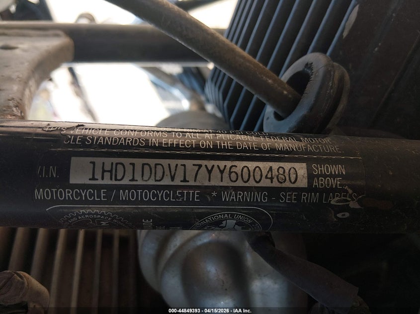2000 Harley-Davidson Flht VIN: 1HD1DDV17YY600480 Lot: 44849393