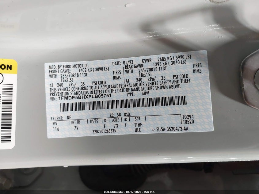 1FMDE5BHXPLB05751 2023 Ford Bronco 2.3 Outer Banks grey