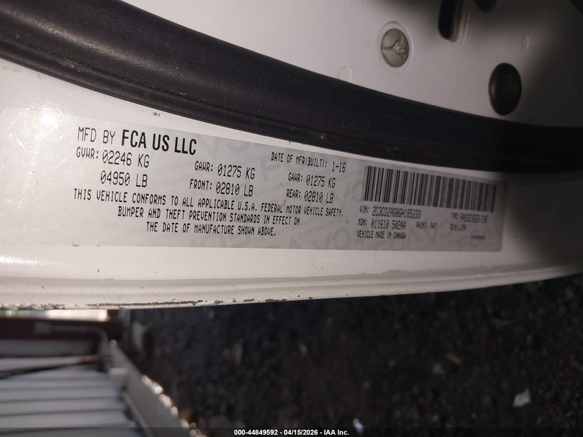 2016 Dodge Challenger Sxt VIN: 2C3CDZAG8GH185233 Lot: 44849592