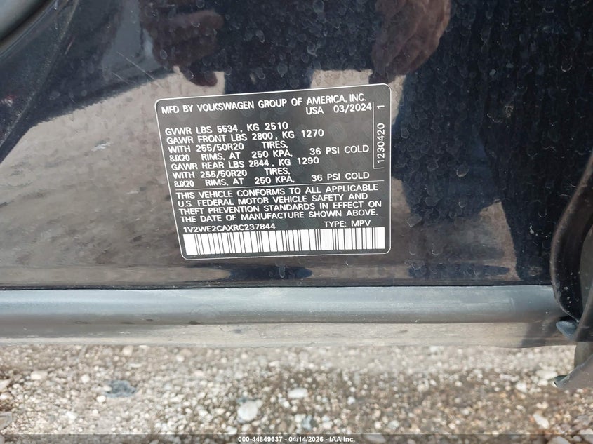 2024 Volkswagen Atlas Cross Sport 2.0T Se W/Technology VIN: 1V2WE2CAXRC237844 Lot: 44849637