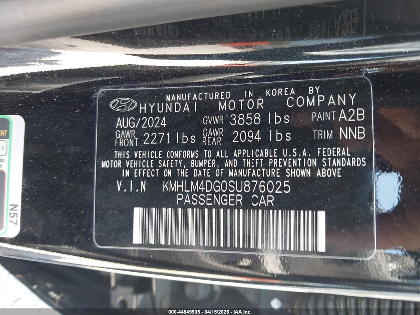 2025 Hyundai Elantra Sel Sport VIN: KMHLM4DG0SU876025 Lot: 44849935