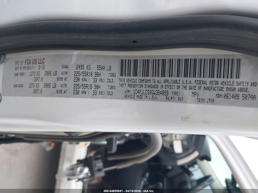 2016 Jeep Cherokee 75Th Anniversary VIN: 1C4PJLCS0GW354859 Lot: 44850041