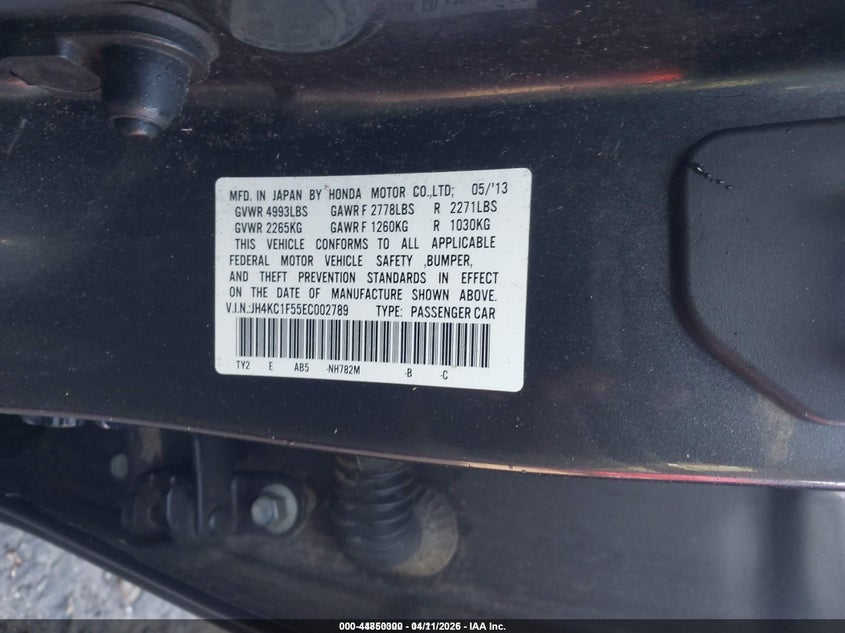 2014 Acura RLX 3.5 Rlx grey Lot 111044850300 Vin JH4KC1F55EC002789