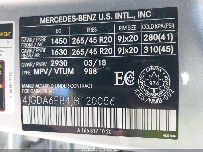 2018 Mercedes-Benz Amg Gle 43 4Matic VIN: 4JGDA6EB4JB120056 Lot: 44850673