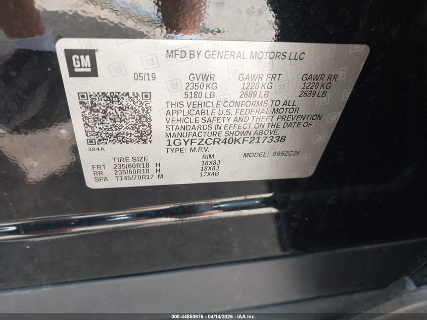 2019 Cadillac Xt4 Premium Luxury VIN: 1GYFZCR40KF217338 Lot: 44850976